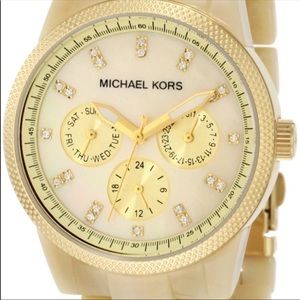 Michael Kors ritz horn ceramic tile watch